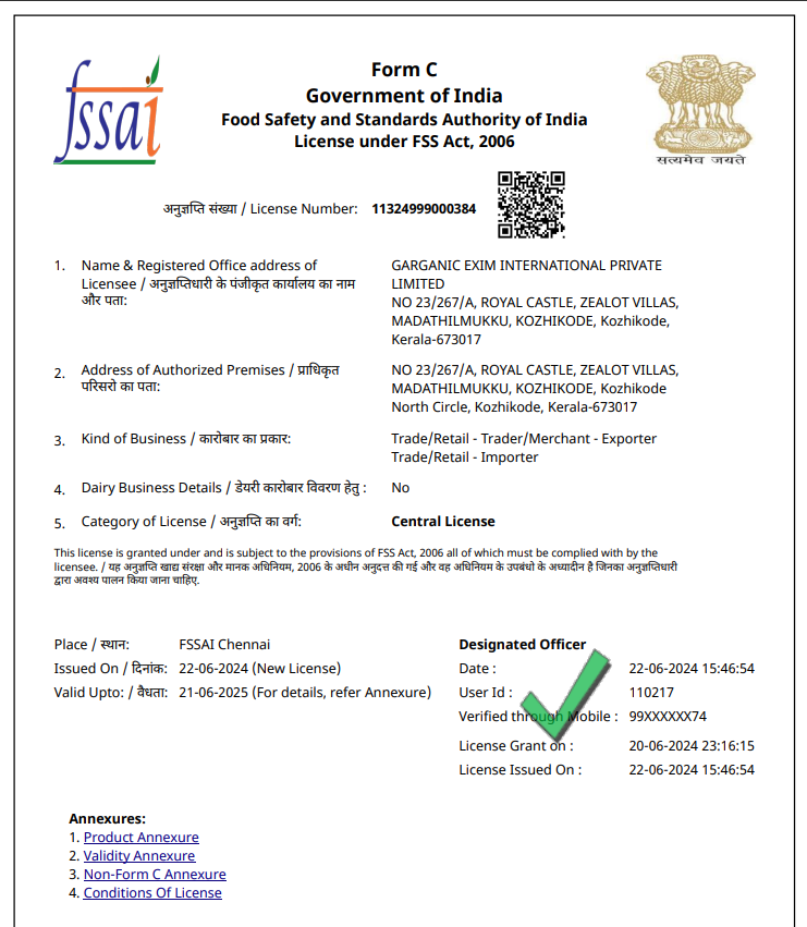 FSSAI Certificate